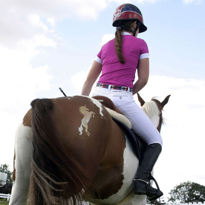 Glamourati Gallery - Horse and Rider with Unicorn Tattoo Stencil